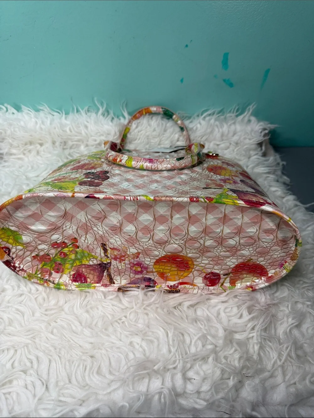 New Brahmin Georgina fruit Ombre salad Pink Floral Dome Satchel - Picture 4 of 17